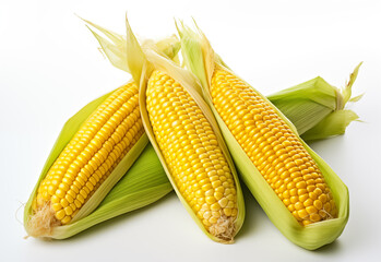 Fresh and tasty corn isolated on white background, photorealistic illustration