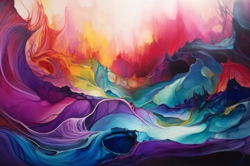Abstract background with painting. Mixed and wavy colors. 