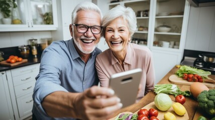 couple using tablet in the kitchen