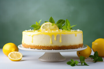 lemon cheesecake  on light table