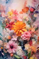 Colorful flowers arrangement. Floral spring background. 