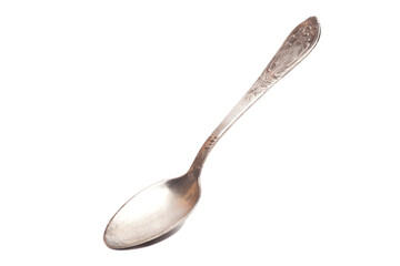 Old teaspoon isolated on white background