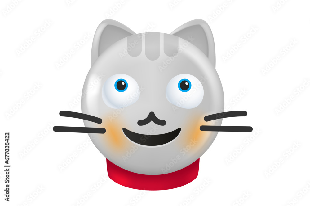 Poster smiling cat isolated on white. 3d vector
