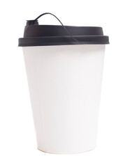 Blank take away white coffee cup isolated on white background.