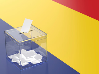 Concept image for election in Romania, ballot box with voting paper - obrazy, fototapety, plakaty