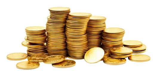 Gold coins stacks, cut out