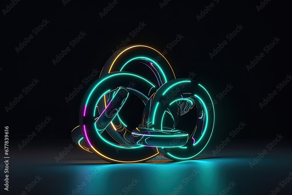 Poster 3d rendering of a neon blank logo mockup, futuristic and stylish design with neon lights forming the
