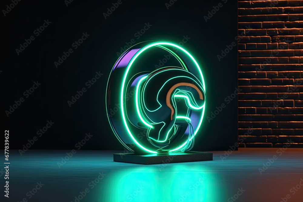 Poster 3d rendering neon blank logo mockup, futuristic and stylish design. neon lights shape the logo, resu