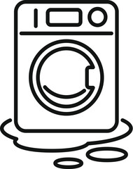 Broken water washing machine icon outline vector. Fix accident service. Cleaning service