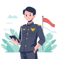 an Indonesian  police man vector illustrations on a white background