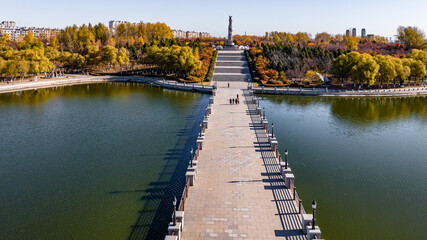 Autumn scenery of Changchun World Sculpture Park, China