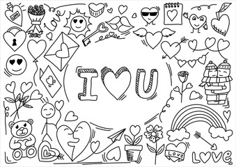 Romantic doodle for Valentines Day. Vector illustration.