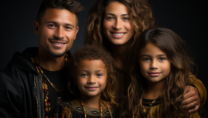 Fototapeta premium Smiling child, happiness, looking at camera generated by AI