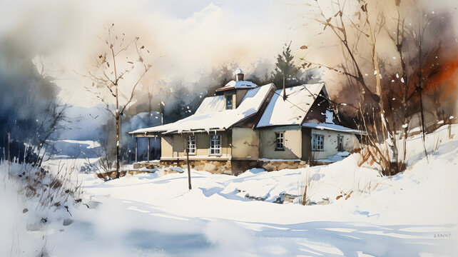 A Watercolor Illustration Capturing the Beauty of a Perfect winter day and a Creative Use of the Golden Ratio