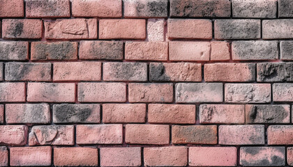 Fototapeta premium Weathered brick wall backdrop with rough concrete building feature generated by AI