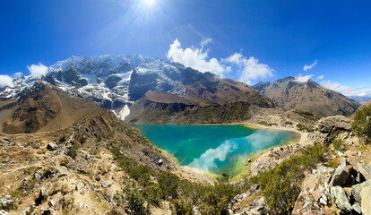 Lagoon and snowy Humantay, Cusco Peru.