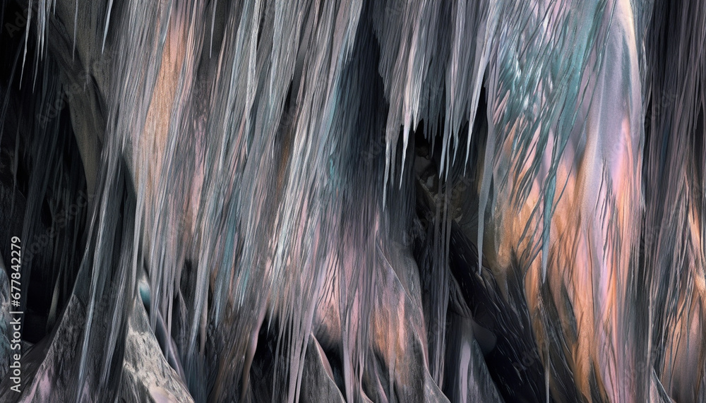 Poster vibrant colors and chaotic curves create a futuristic abstract design generated by ai