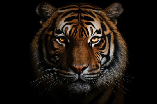 tiger walking staring eyes