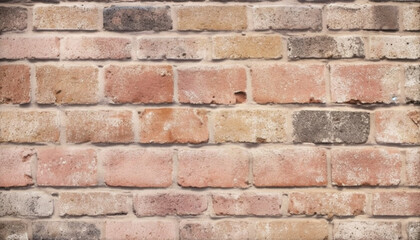 Obraz premium Weathered brick wall, solid construction material, old fashioned building design generated by AI