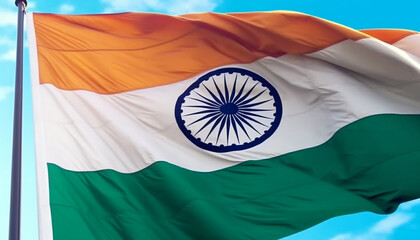 Indian tricolor waving with pride, symbol of patriotism and freedom generated by AI