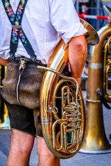 typical music instrument of a bavarian brass band