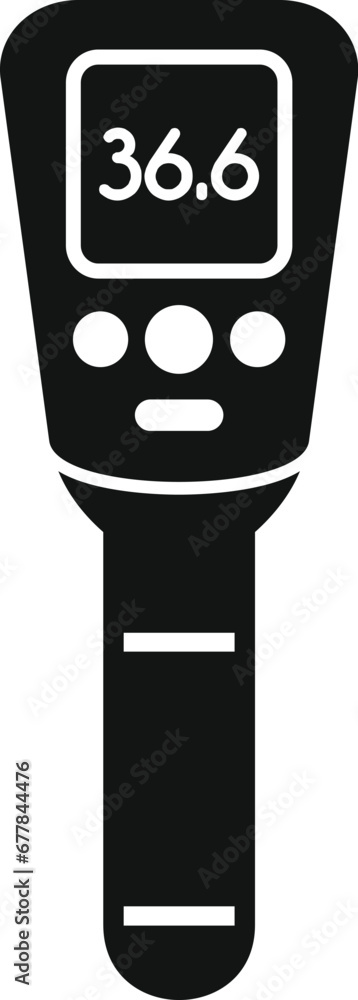 Poster normal temperature laser thermometer icon simple vector. scan test care. virus tool gauge