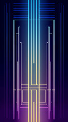 Obraz premium Gradients, lines form modern hieroglyphs with symmetrical lines, Generative AI