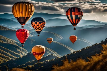 hot air balloon in flight generated by AI technology	