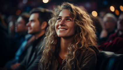 Young adults enjoying a cheerful night generated by AI