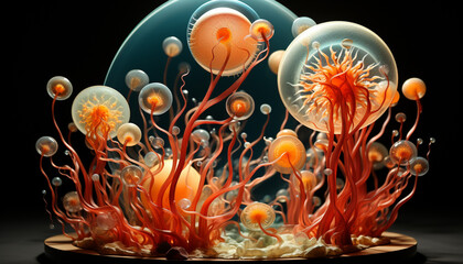 Underwater fish in nature, science biology abstract water medicine backgrounds generated by AI