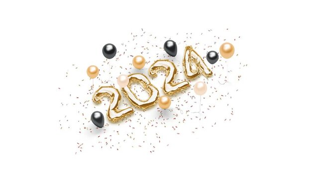 Decorative inflated foil balloon 2024 numbers, 4k