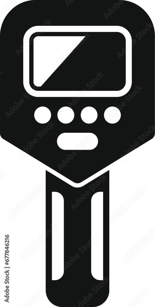 Poster temperature check laser icon simple vector. device gun. measure scan distance equipment