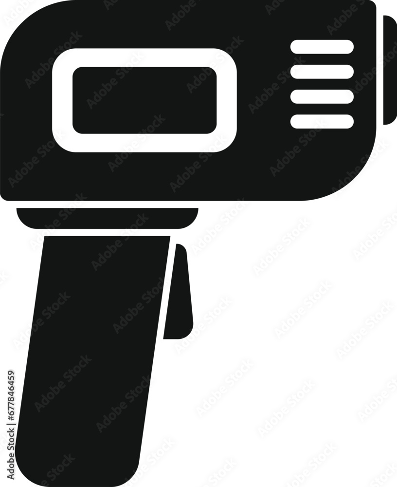 Sticker Check temperature gun icon simple vector. Health scan. Detection tool