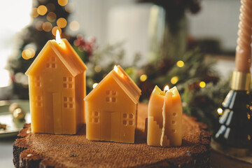 Burning candles in a Christmas atmosphere