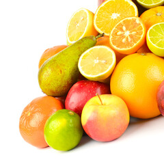 Naklejka na ściany i meble Healthy fruits isolated on white