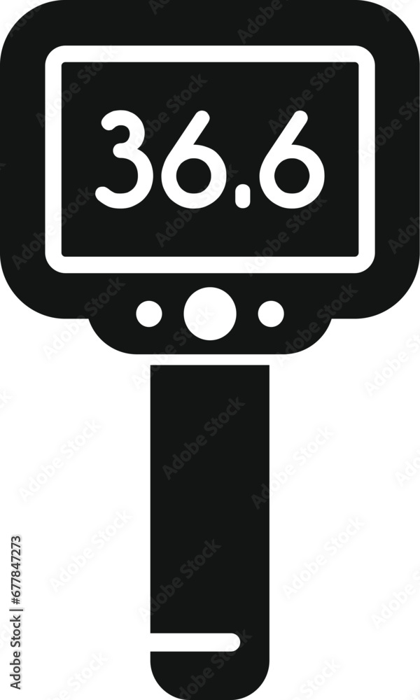 Poster normal body temperature scan icon simple vector. check gun device. corona scan