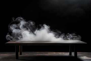 Hardwood table with smokey background