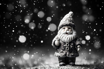 Christmas and New Year concept. Santa Claus toy on dark background.