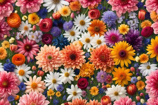 a range of flowers with varying and captivating shapes, each bloom expressing its unique and enchanting form, creating a visually stunning and diverse floral arrangement,.