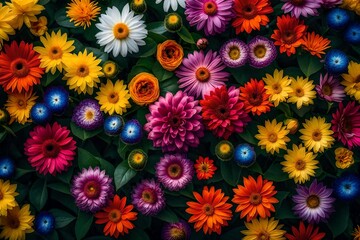 Fototapeta na wymiar Illustrate the natural beauty and diversity of flowers in an photograph, displaying a medley of blooms with distinct shapes, offering an array of captivating and visually intriguing floral forms,.