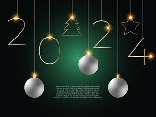 Happy new 2024 year. Elegant gold text with light. Minimalistic text template.	New year background
