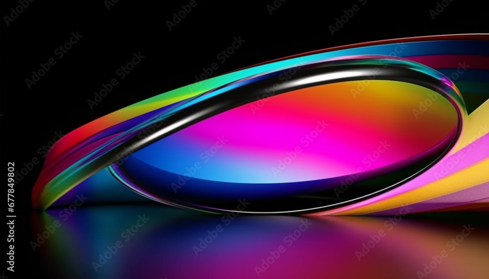 Poster abstract futuristic wave pattern in vibrant colors illuminates dark space generated by ai