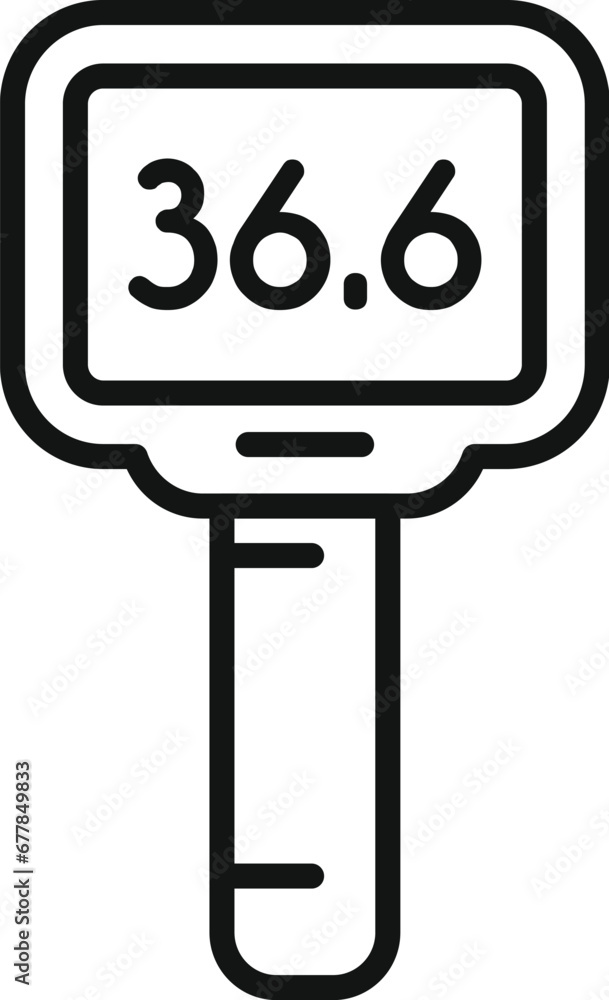 Poster normal body temperature scan icon outline vector. check gun device. corona scan