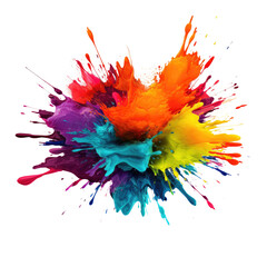 A color explosion of paint splashing, isolated on white, transparent background