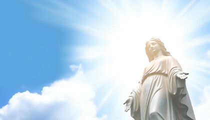 Christianity and spirituality represented in famous outdoor sculpture under clear sky generated by AI
