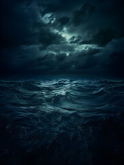 Illustration of ocean water at night, abstract background 