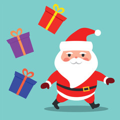 Vector illustration. Santa Claus in a red suit with a beard.