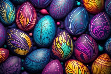 Fototapeta na wymiar Colorful Easter egg pattern. Generative AI
