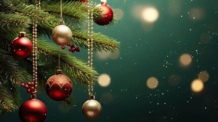 Obraz na płótnie Canvas fir tree branches with Christmas decorations