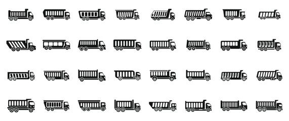 Car tipper icons set simple vector. Truck car. Container lorry load